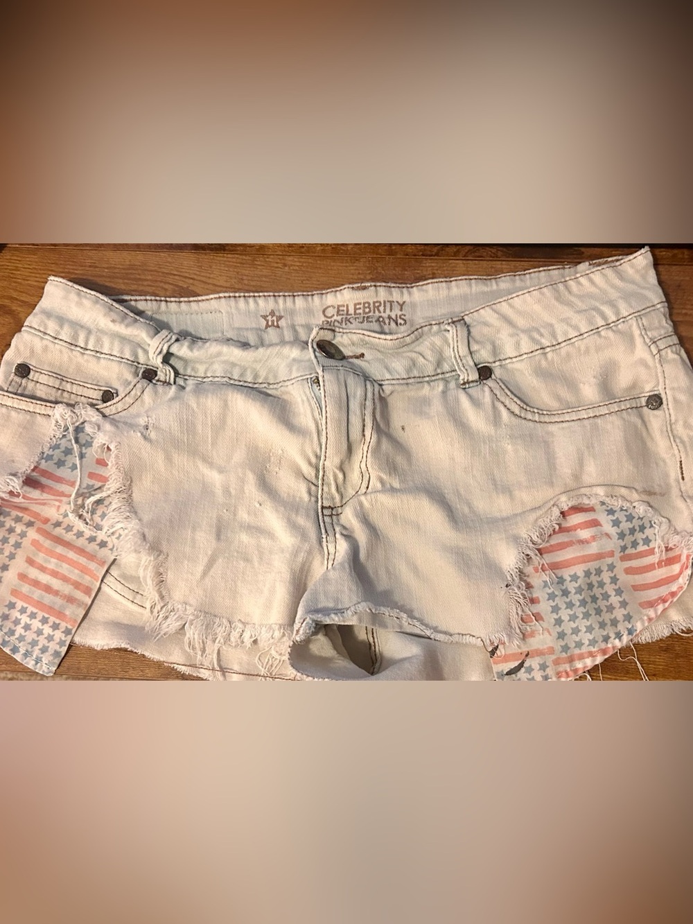 Celebrity Pink Distressed American Flag Shorts - Size 11 Juniors